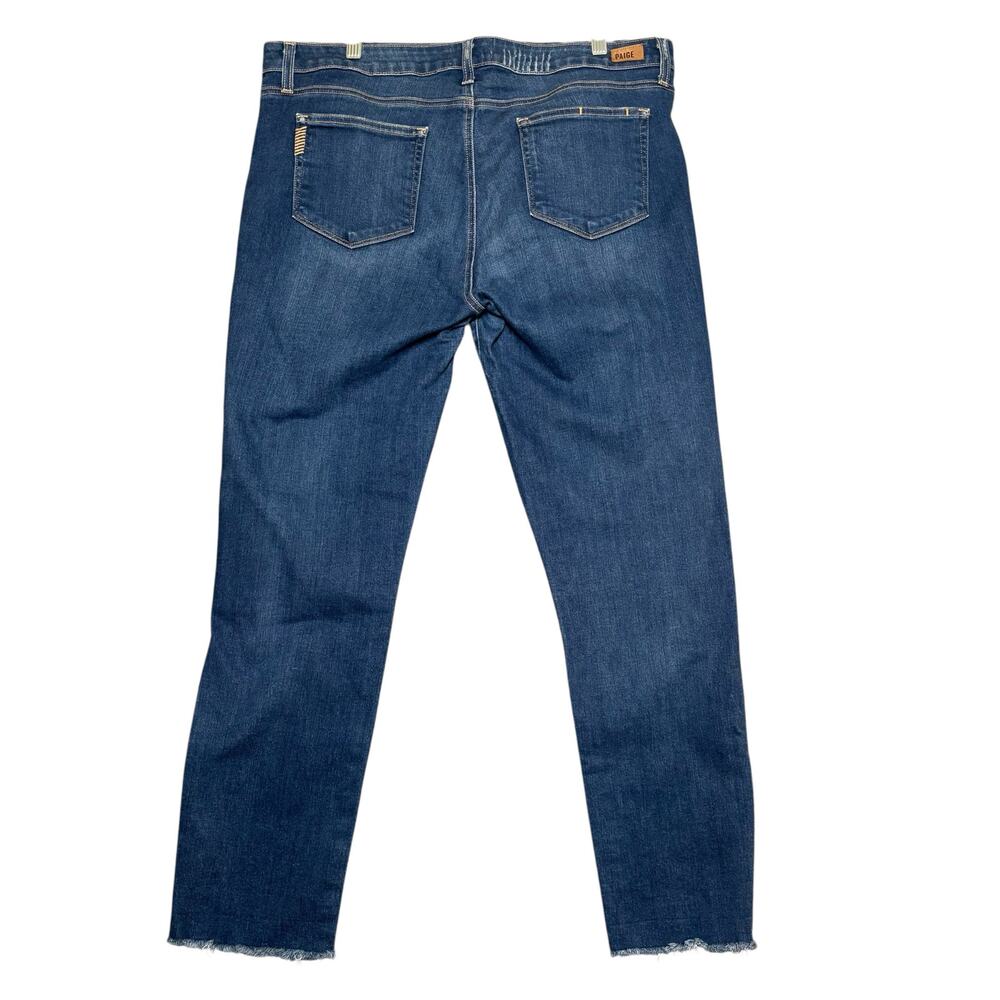 Paige Skyline Skinny Jeans Raw Hem Ankle Stretch Denim Women's 34 Made in USA